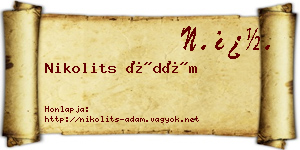 Nikolits Ádám névjegykártya